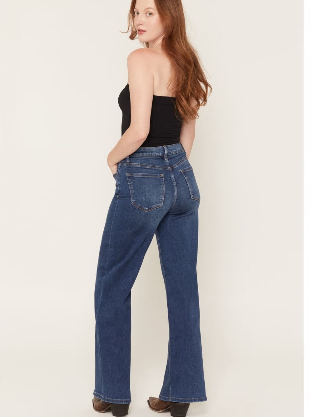 VERVET WOMEN'S DARK WASH HIGH RISE WIDE LEG DENIM JEANS SZ 29 - Picture 9 of 9